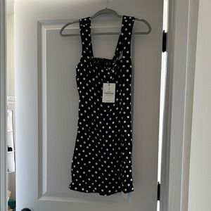 Reformation Black and White Polka Dot Mini Dress